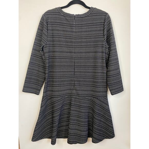 Loft black and white striped long sleeve flounce dress - Picture 6 of 8